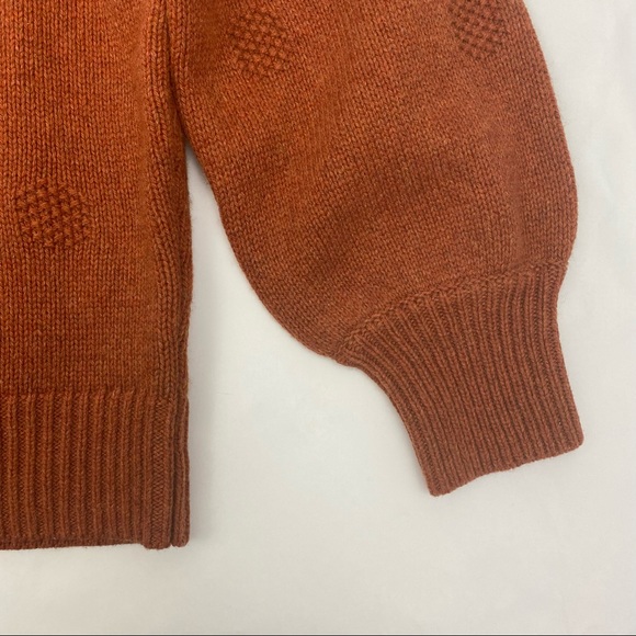 Madewell Dotted Easton Puff Sleeve Pullover Sweater In Cotton Merino Yarn Rust - Picture 8 of 12
